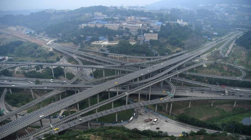 В Китае построили развязку, состоящую из 15 дорог
