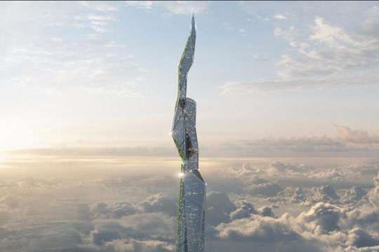 Проектируется небоскреб, высотой в пять километров